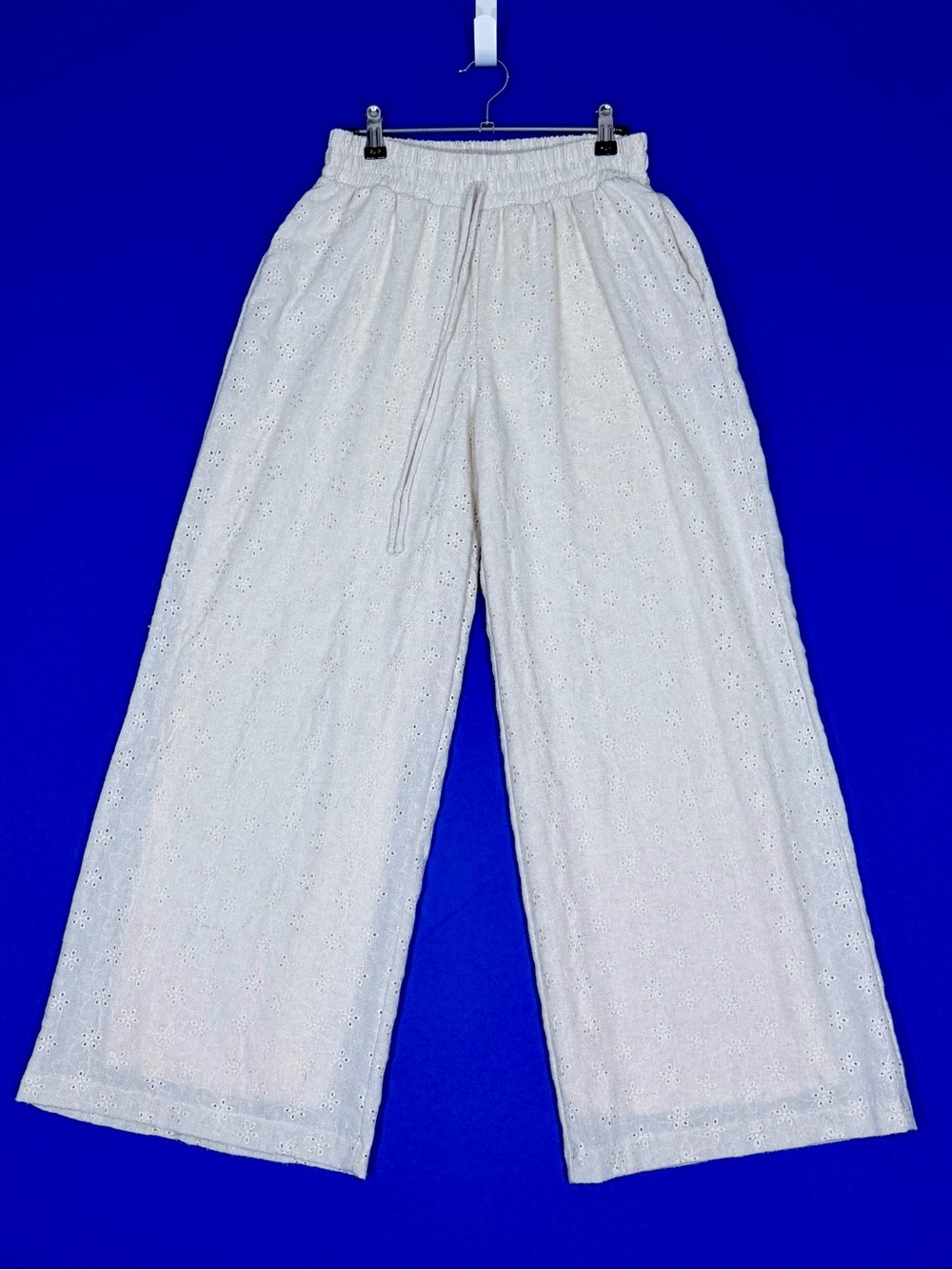🤍 Altar’d State Cream Eyelet Wide Leg Pants Medium Boho Cottagecore